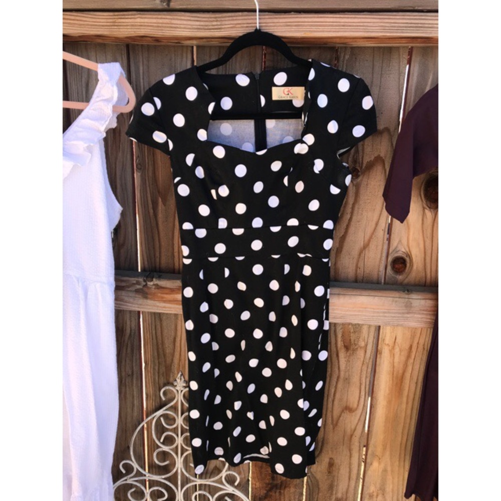 Grace Karin midi dress polka dot wiggle